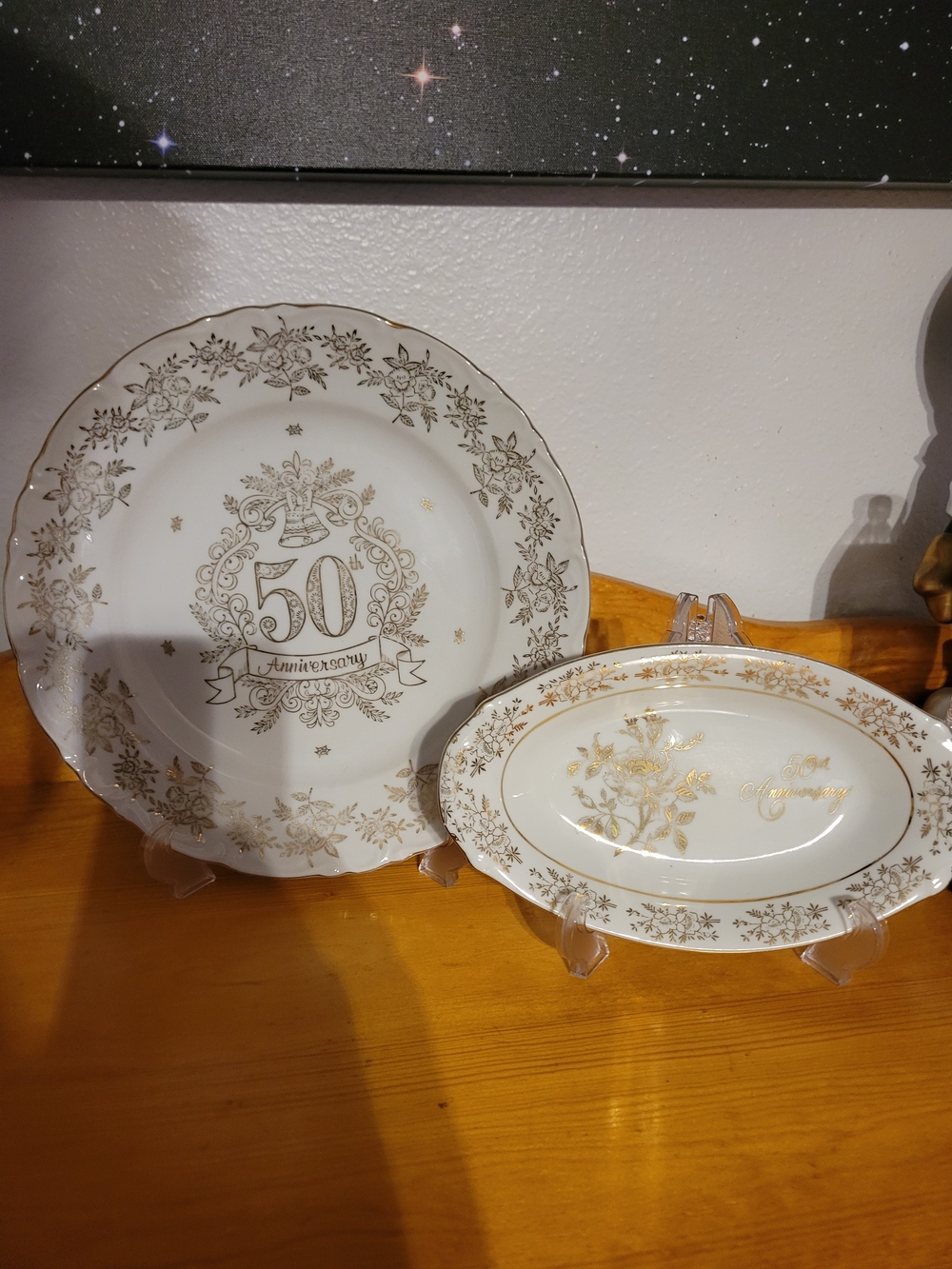 Norcrest White and Gold 50th Anniversary Porcelain Plates